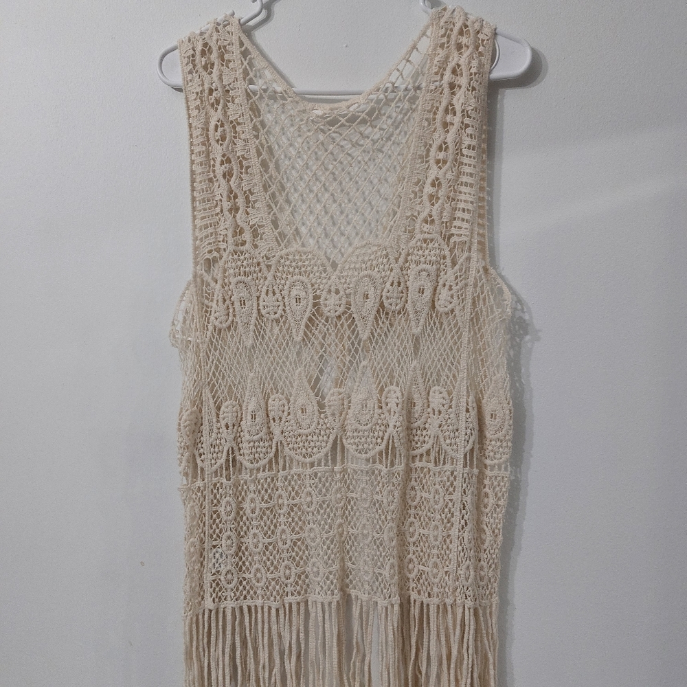 Room Mates Crochet Tunic Size: M Color: Coral